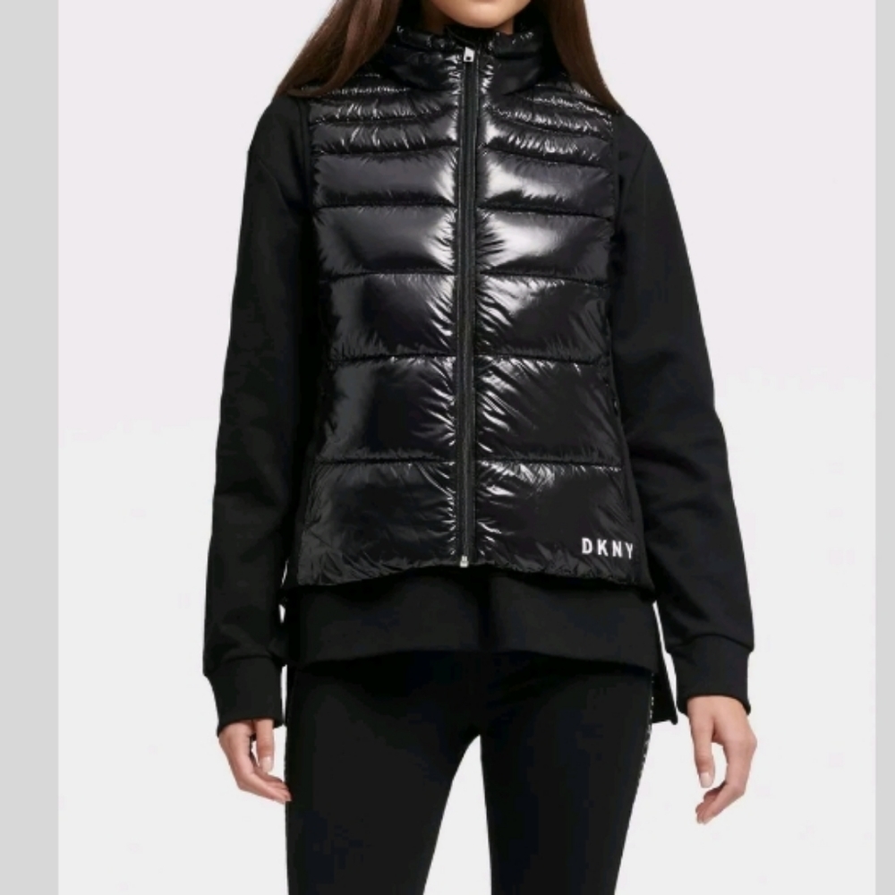 SOLD WOMENS BLACK DKNY PUFFER VEST SIZE S - Picture 1 of 8